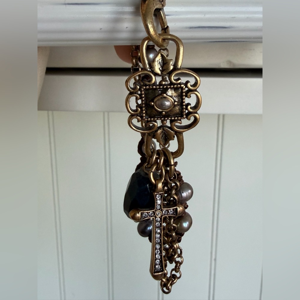 Lucky Brand Bronze and Pearl with Cross Charm Bracelet - Picture 3 of 7